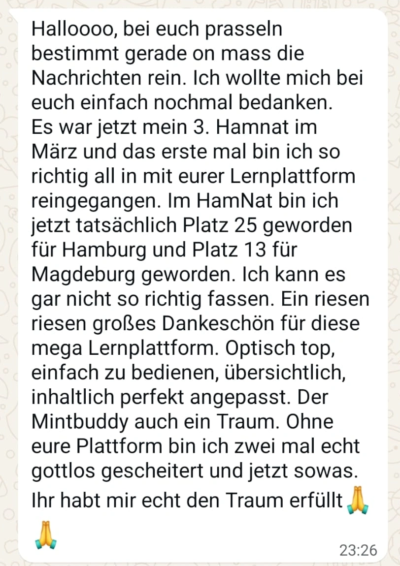 Feedback dritte HAM-Nat Teilnahme